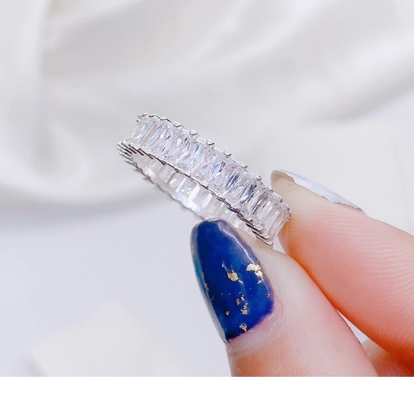 Nhẫn bạc nữ nạm đá tràn viền dòng cao cấp DaLiA Jewelry nhẫn bạc nữ cá tính