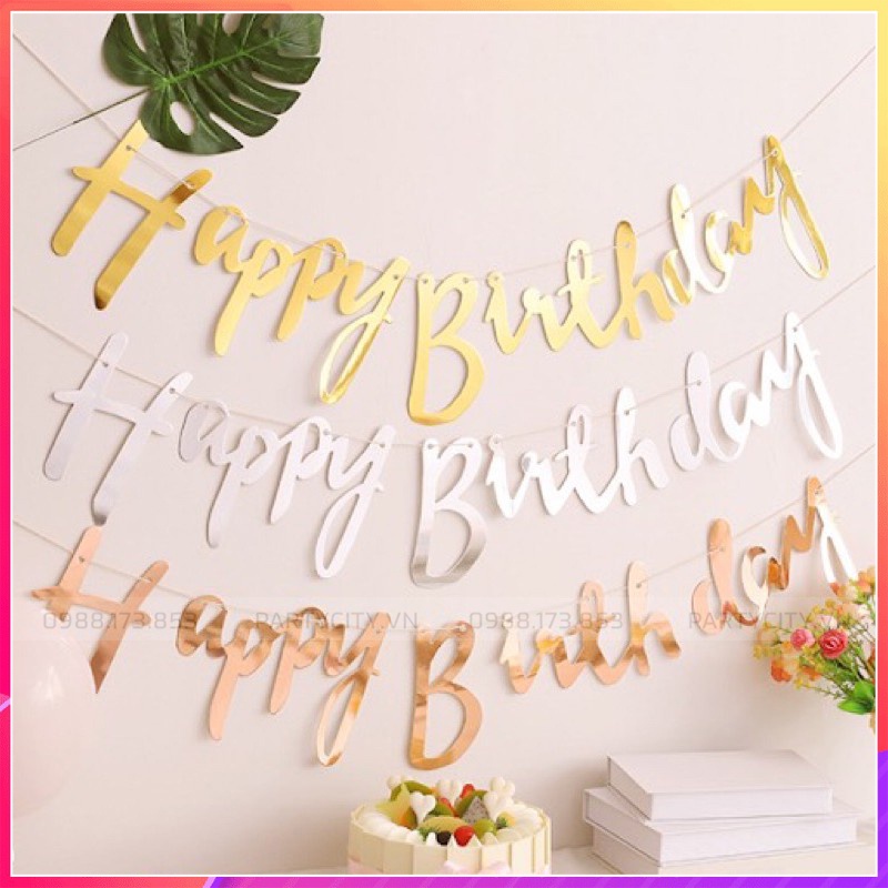 Dây treo Happy Birthday ép kim trang trí tiệc sinh nhật