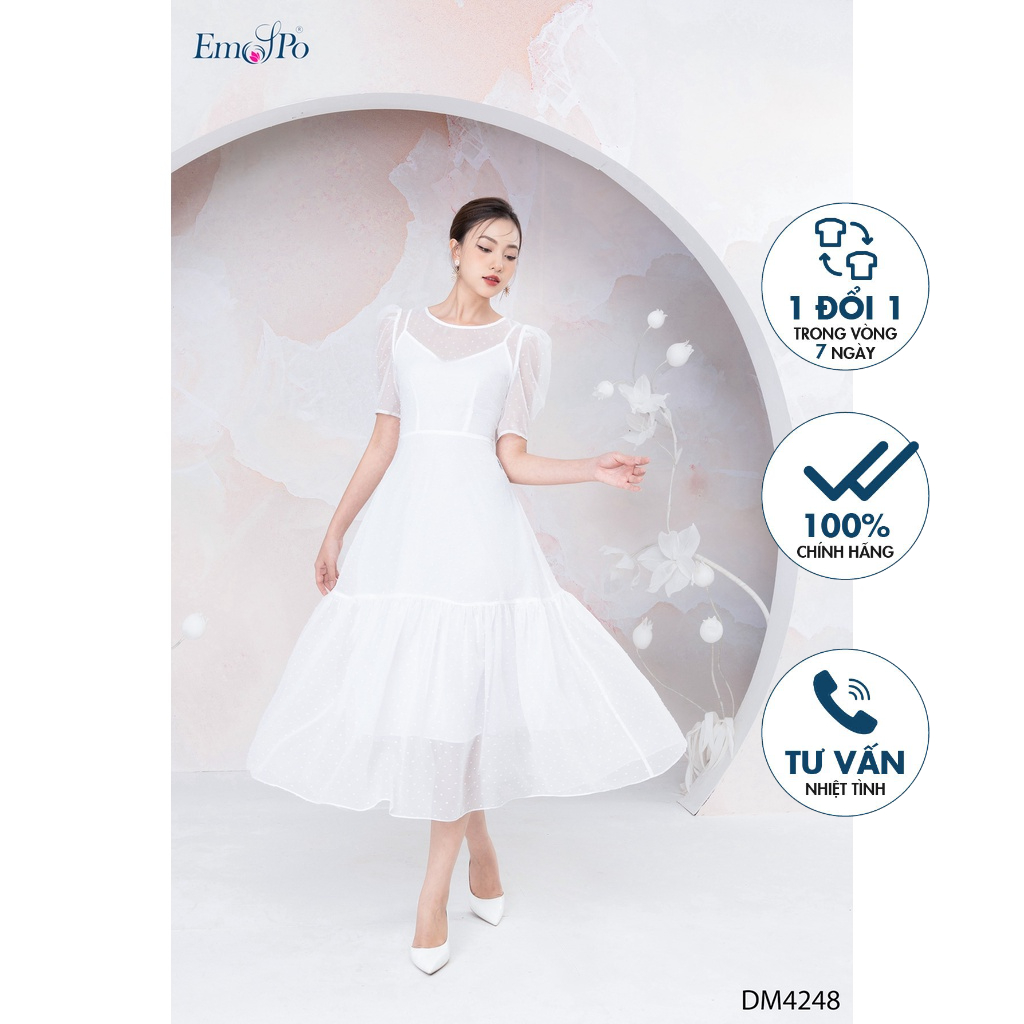 Đầm đuôi cá tay bồng lót 2 dây Emspo DM4248