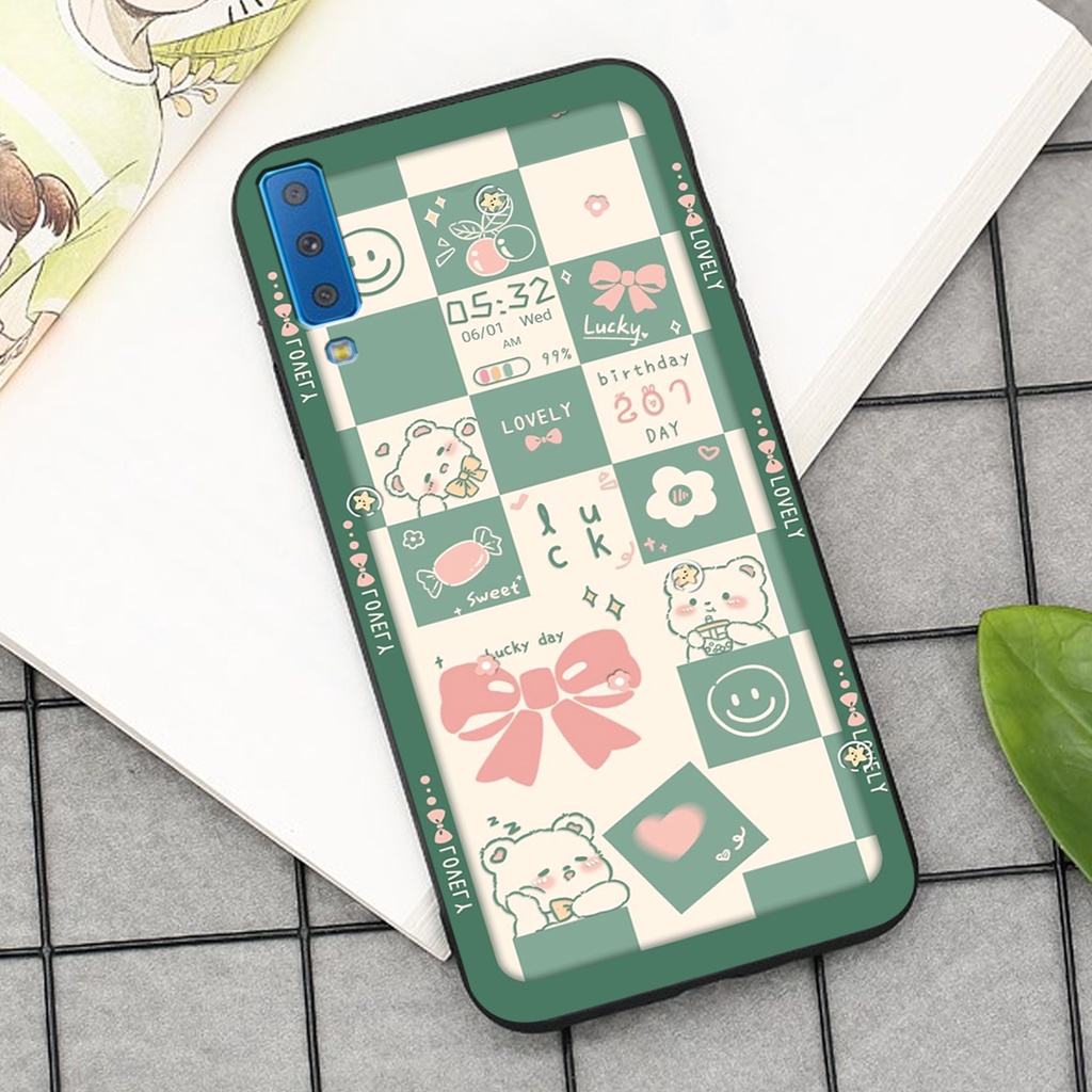 Ốp lưng Samsung Galaxy A7 2018 in hình cao cấp mẫu kẻ caro,mikenbe@r siêu hot