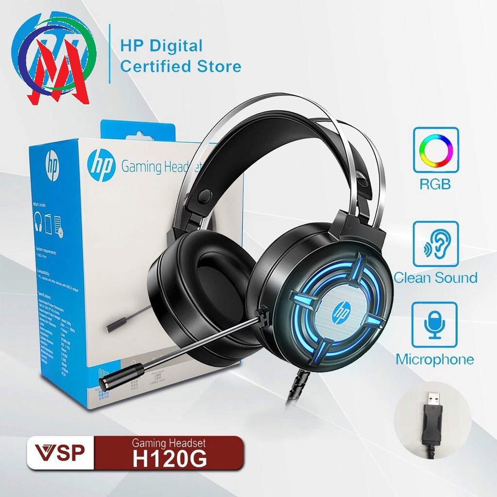 Tai nghe Gaming Chụp Tai Chuyên Phòng Game, Headphone HP H120G Led RGB Có Mic Đàm thoại