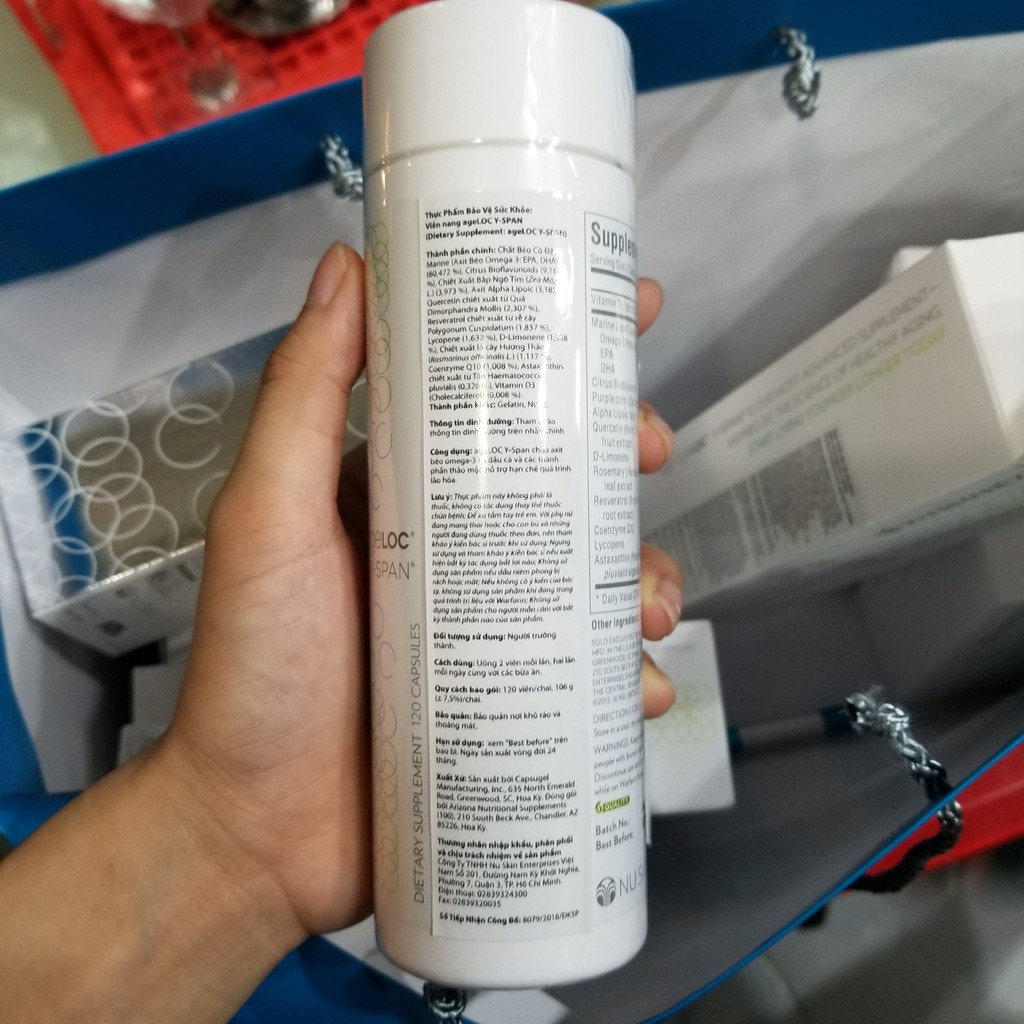 Thực Phẩm Bảo Vệ Sức Khỏe ageLOC Y-Span Chính Hãng Nuskin - 120 Viên