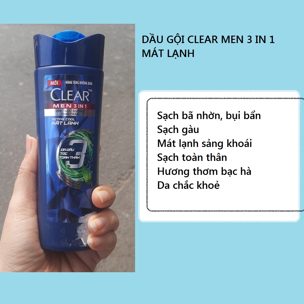 [XẢ KHO CUỐI NĂM] Sữa tắm gội Clear men 3 in 1 : Tắm + Gội + Dưỡng 140gr( Bạc hà mát lạnh)