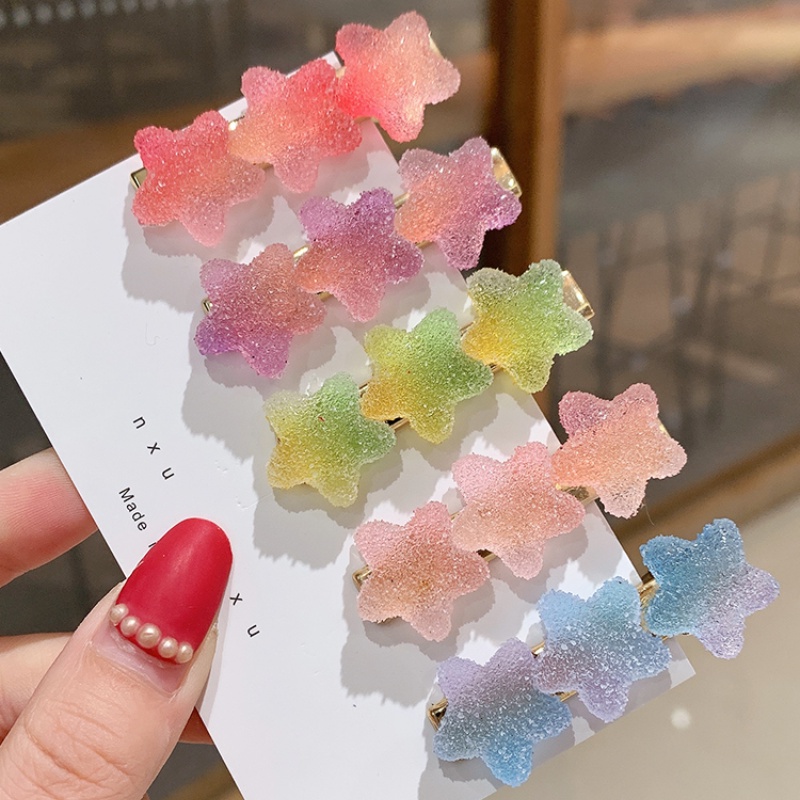 Kẹp tóc hình ngôi sao/ trái tim mềm màu kẹo thời trang cho bé gái