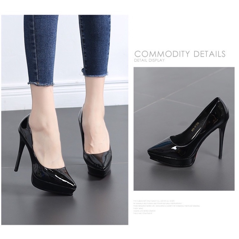Giày cao gót đế đúp 12cm  da bóng mềm Full hộp túi - BeBu Shoes