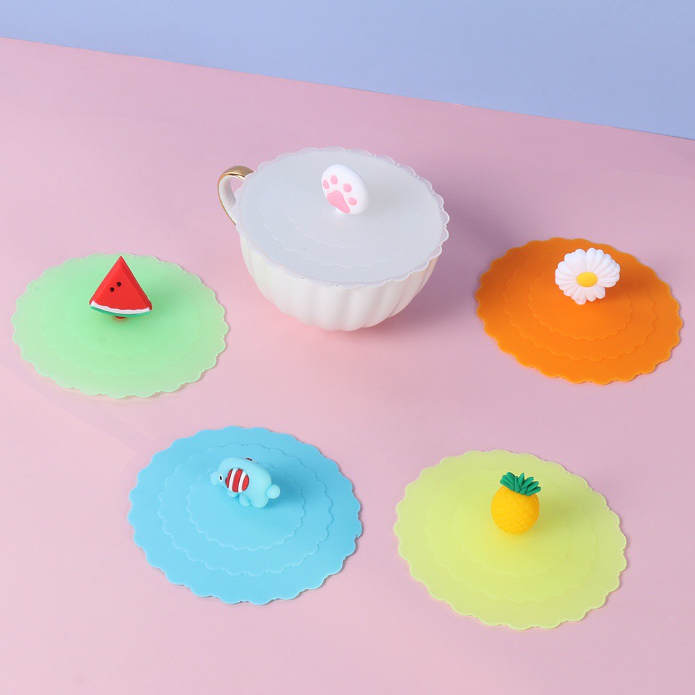 Nắp Cốc Cà Phê Trà Bằng Silicone Màu Hổ Phách Chống Bụi Có Thể Tái Sử Dụng