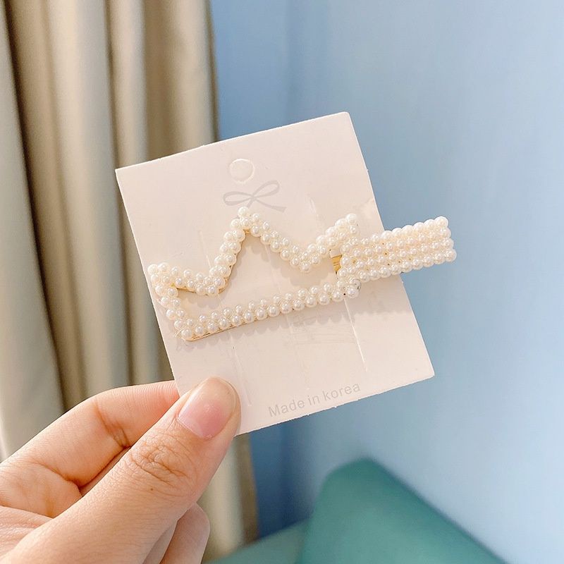 Kẹp tóc mỏ vịt đính ngọc trai nhân tạo phong cách hàn quốc