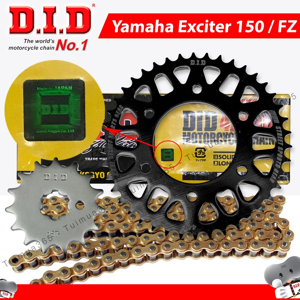 Nhông Sên Dĩa DID Exciter 150cc, FZ150i – Sên Vàng Nhật 130L 9ly - 10ly DID HDS ( Japan )