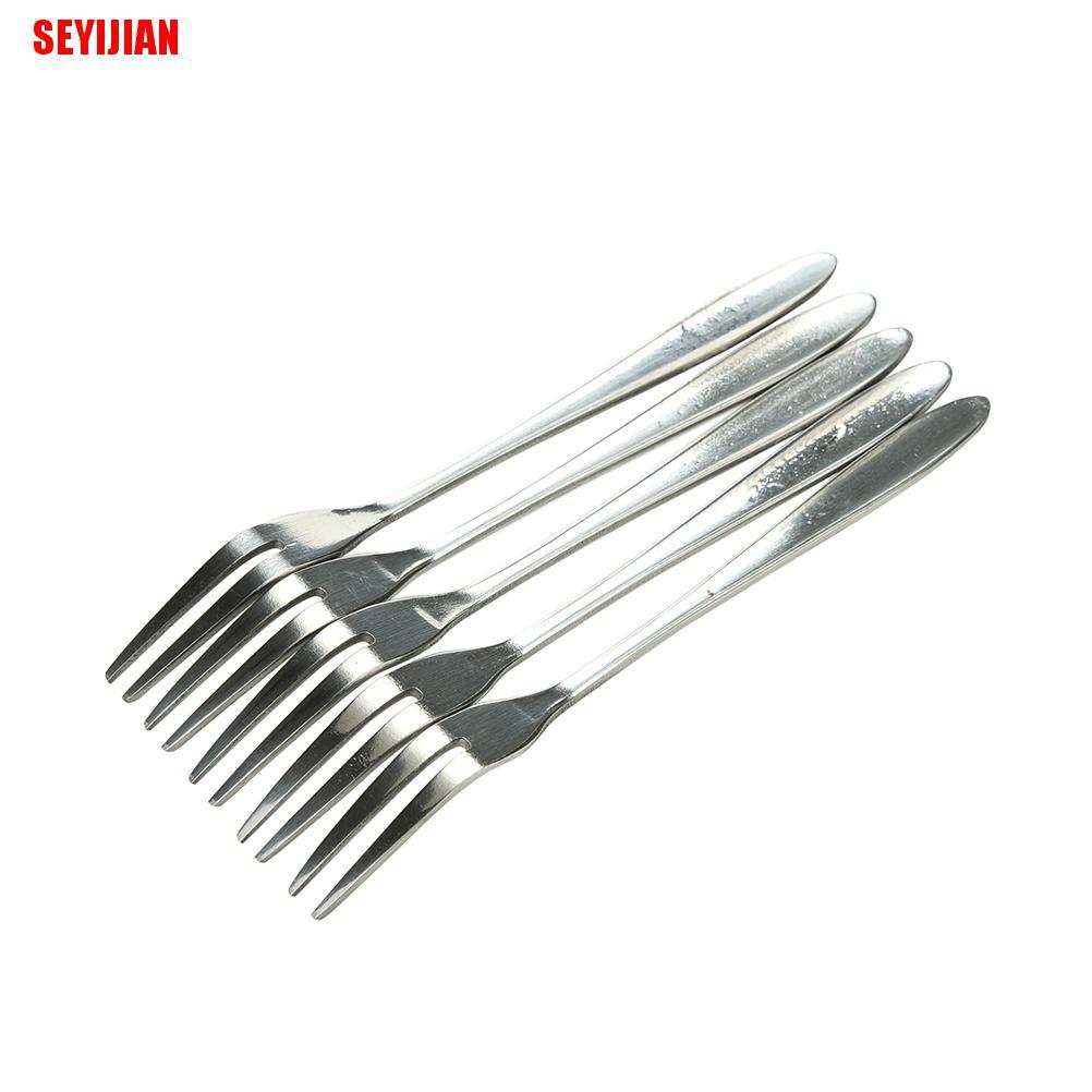 Set 5 / 10 Nĩa Ăn Trái Cây Hai Răng Bằng Thép Không Gỉ Cao Cấp