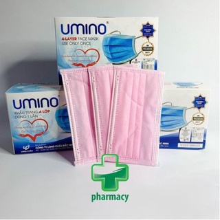 [ CHÍNH HÃNG CÓ DẬP LOGO   ] Khẩu trang 4 lớp MẦU HỒNG    1 hộp / 50 chiếc .