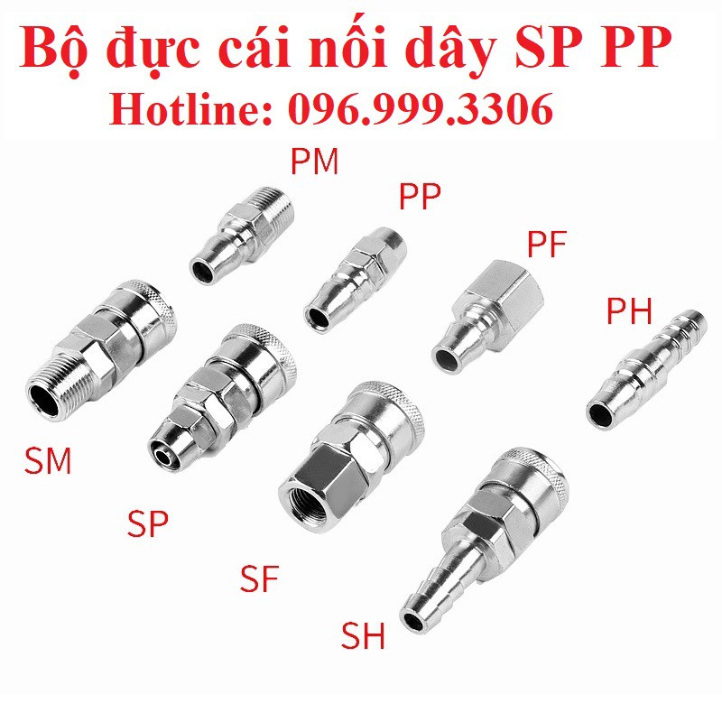 Bộ khớp nối đực cái cắm dây SP-PP khí nén chịu được áp suất cao, đầy đủ kích cỡ giá sỉ