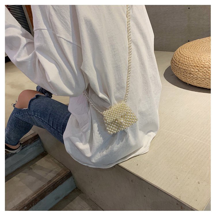 Túi đeo chéo mini kết hạt cườm ngọc trai dành cho nữ và bé