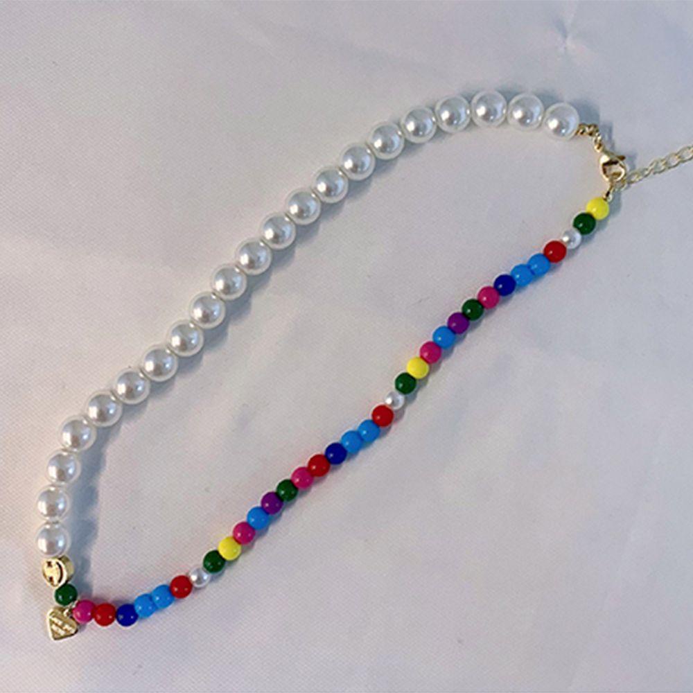 Vòng cổ Chuỗi Hạt Mặt Cười Nhiều Màu Sắc Phong Cách Hip Hop Hàn Quốc Y2K
