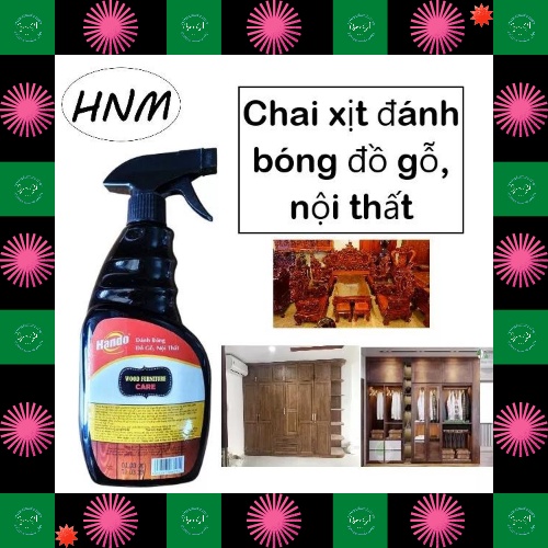 Chai xịt làm sạch và đánh bóng đồ gỗ, nội thất gỗ, sàn gỗ Hando 600ml