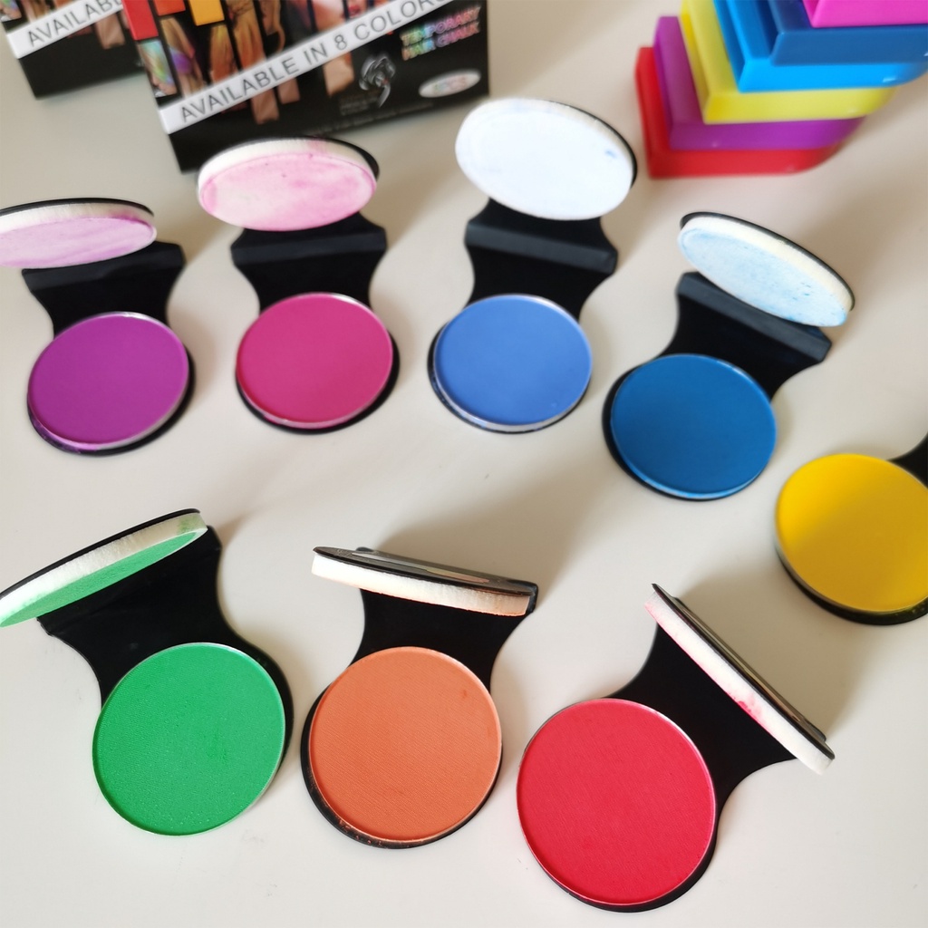 [Hàng mới về] Bộ 8 hũ phấn nhuộm tóc tạm thời 3g tan trong nước dùng một lần nhiều màu sắc giúp tự tạo kiểu tóc