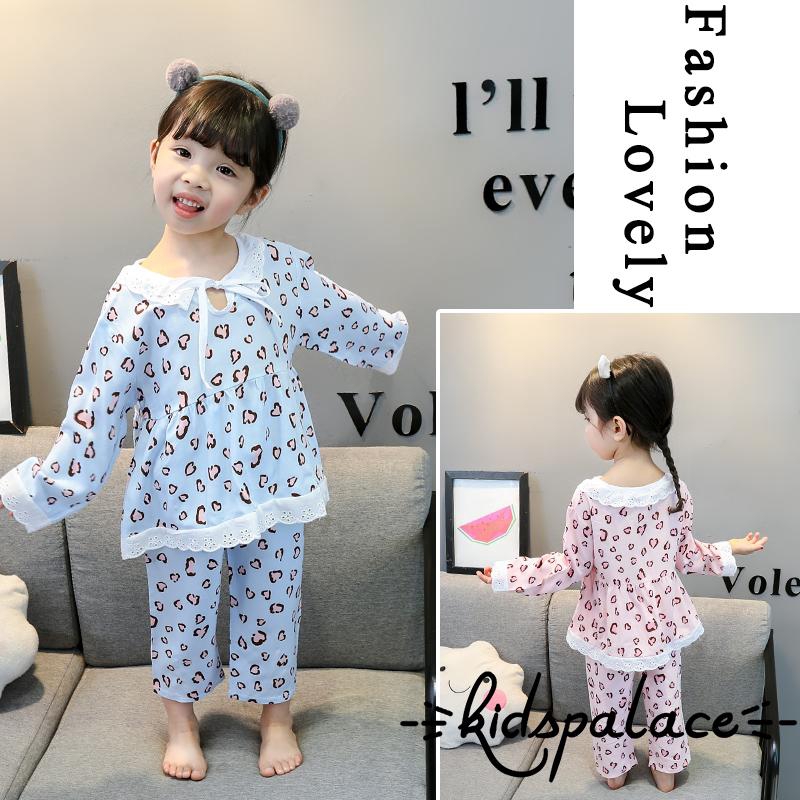 Bộ đồ ngủ cotton dài tay in hoạ tiết da báo dễ thương cho bé