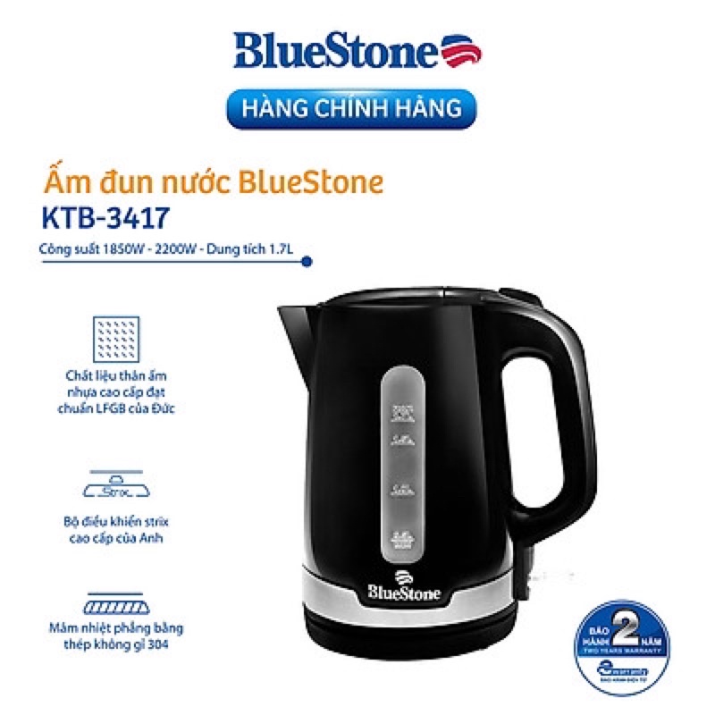 Ấm Siêu Tốc BlueStone KTB-3417 (1.7 Lít) - Hàng Chính Hãng