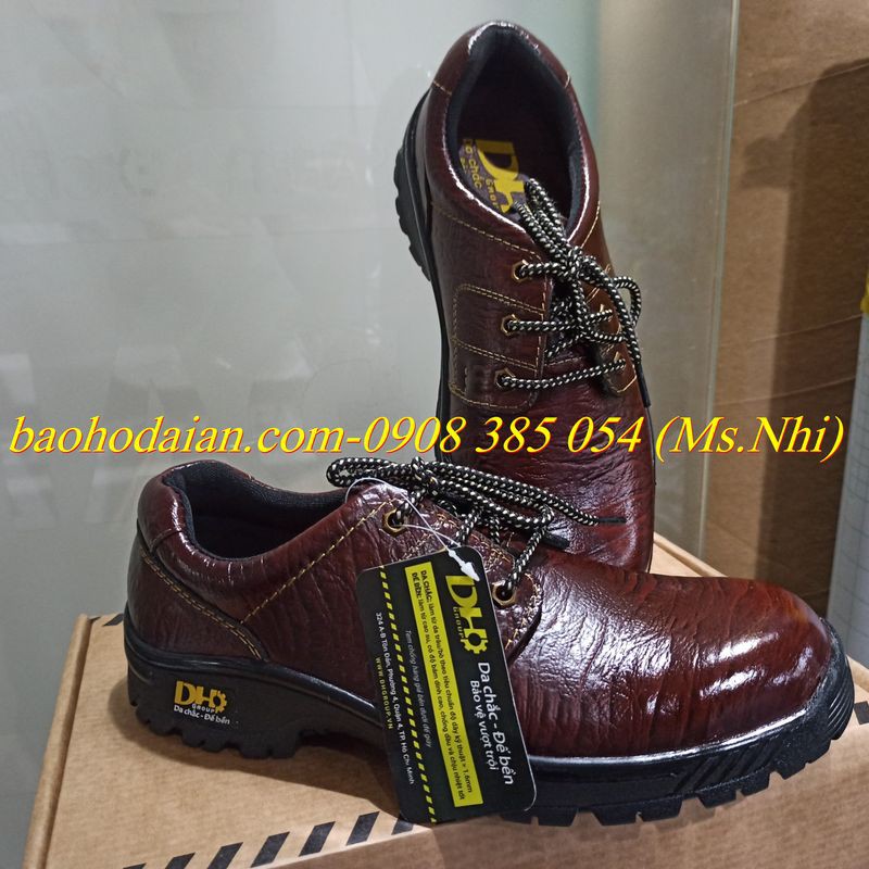 Giày bảo hộ lao động thấp cổ mũi thép màu nâu chính hãng DH-group 01
