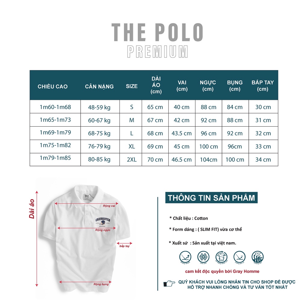 Áo Phông Polo Nam Hình Gấu GRAYHOMME Có Cổ, Tay Ngắn Dáng Ôm Vải Cotton Cao Cấp TPG20-18