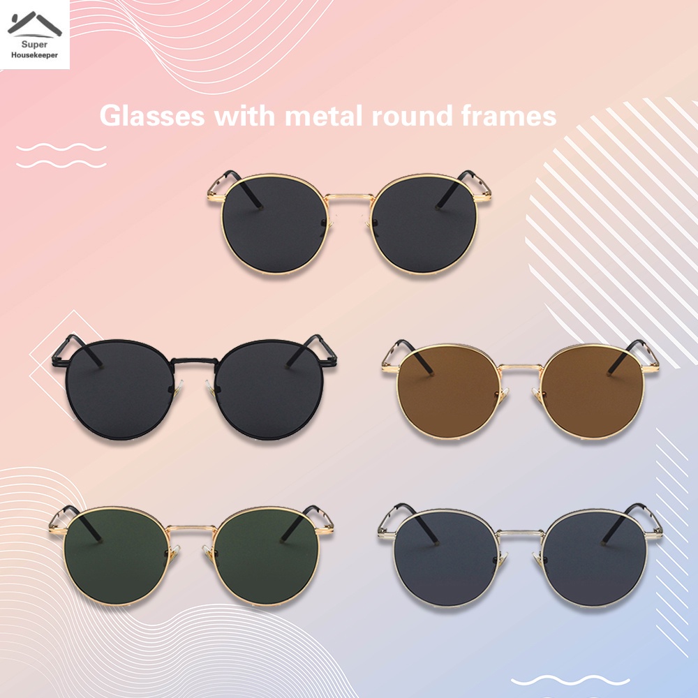 Kính Mát Gọng Oval Kim Loại Chống Tia UV400 Chống Lóa Thời Trang Cho Nam Và Nữ