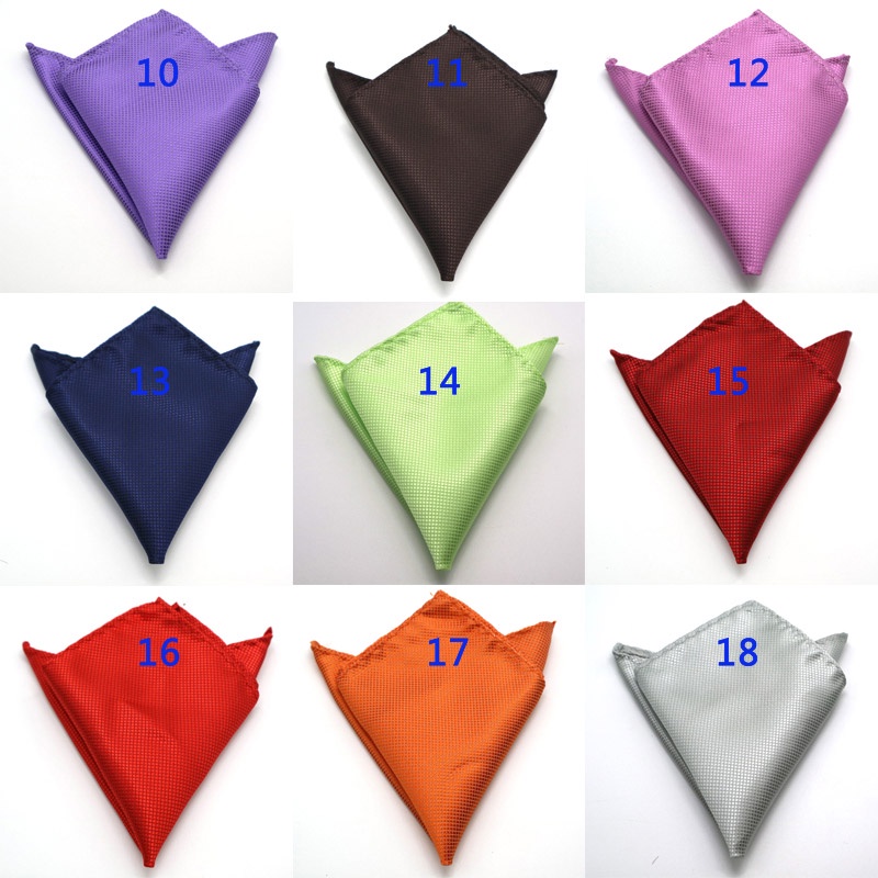 Khăn Tay Vuông 21cm Bỏ Túi 36 Màu Trơn Dành Cho Nam Đi Tiệc Cưới