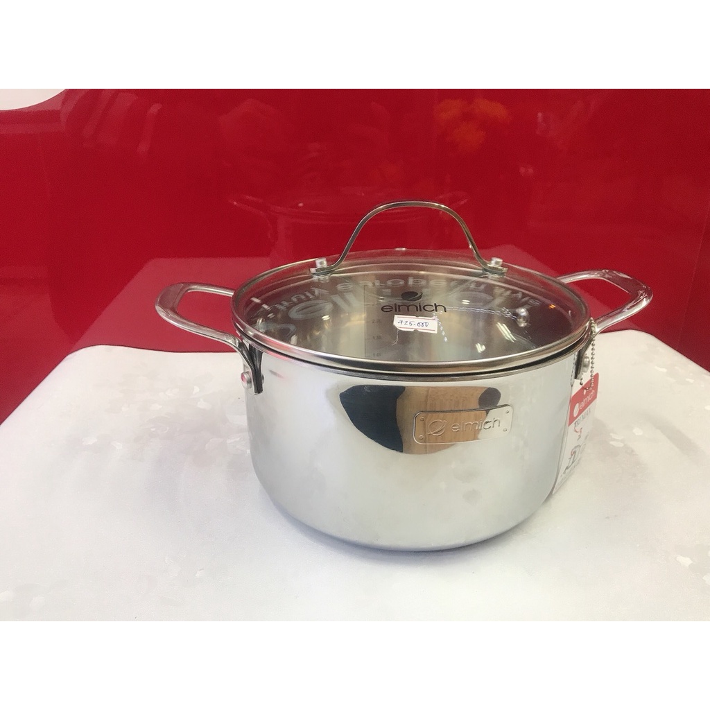 Nồi Đun, Nấu Inox 304 3 lớp Đáy Từ ELMICH Tri-Max 3731 16cm/3732 18cm/3733 20cm /3734 24cm/3735 26cm/3736 28cm