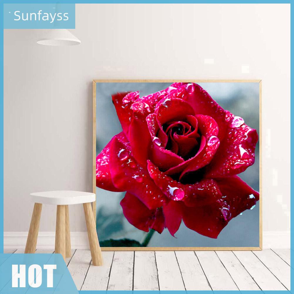 Tranh Thêu Chữ Thập Hình Hoa Hồng Trang Trí Nội Thất