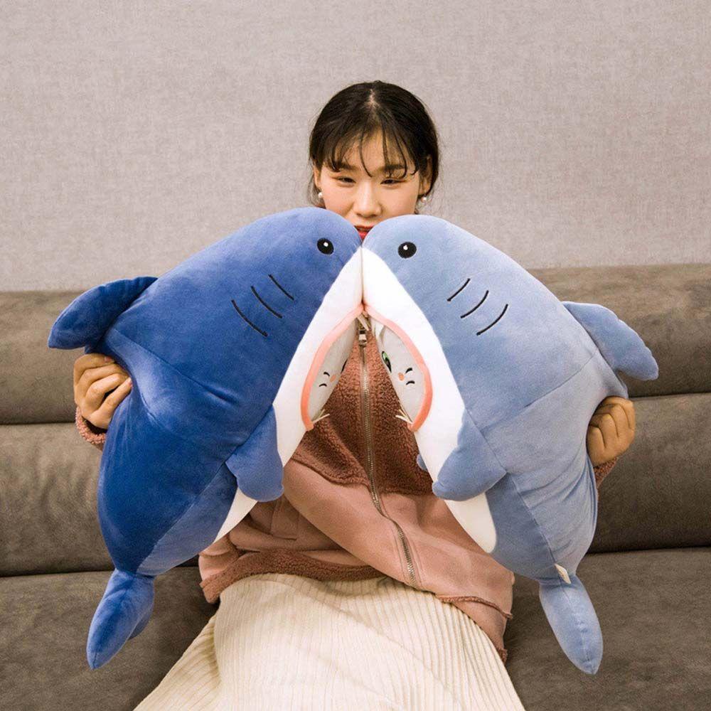 NICKOLAS Đồ chơi nhồi bông Hình Cá Mập Mềm Mại Trang Trí Nhà Cửa