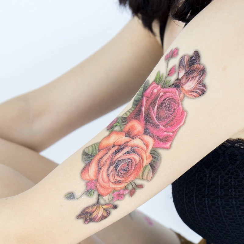 Hình xăm dán tạm thời hình hoa lớn chống nước