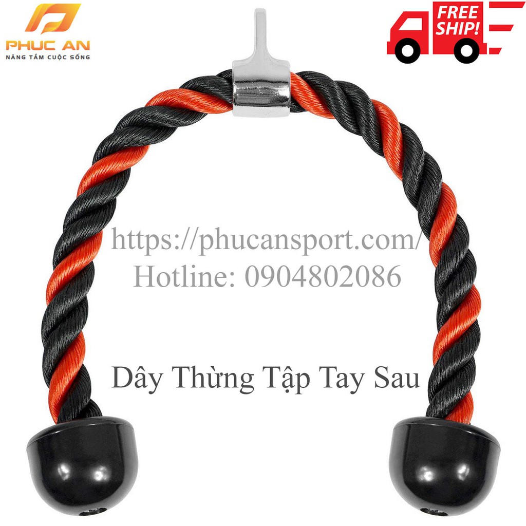 Dây Thừng Kéo Xô, Tập Tay Sau - dây tricep rope tập gym - Màu đen đỏ - Thể thao Phúc An