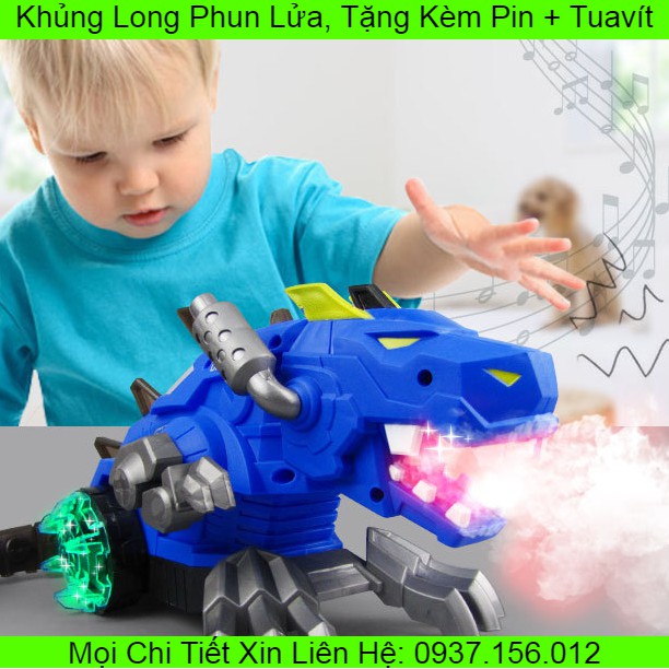 Khủng long phun lửa bằng hơi nước full chức năng cho bé