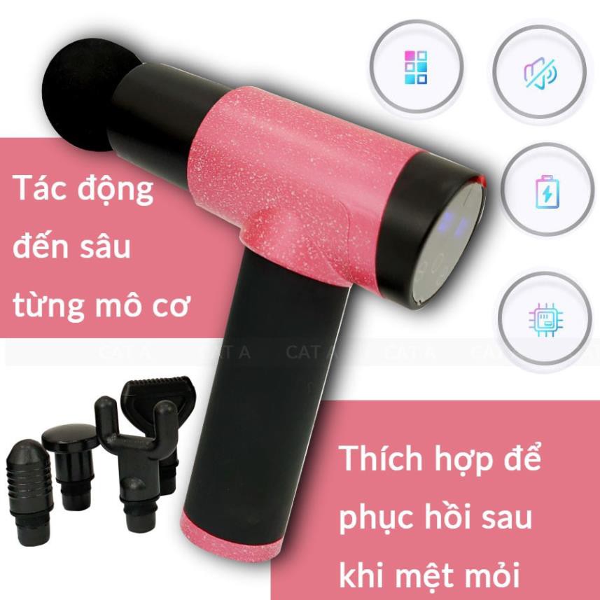 Súng massage cầm tay không dây Cát Á M008, 20 Mức độ rung,6 đầu massage -Trị đau nhức, căng cơ, hỗ trợ tập luyện