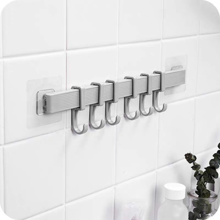 Thanh 6 móc dán tường treo quần áo siêu chắc, Móc dán tường nhà tắm nhà bếp siêu dính không khoan đục
