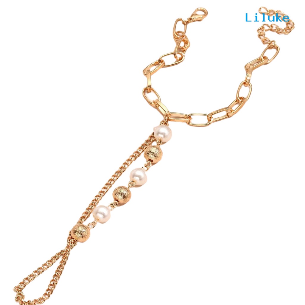 Bộ Vòng Tay Hạt Ngọc Trai Nhân Tạo Kết Nối Bằng Thép Không Gỉ