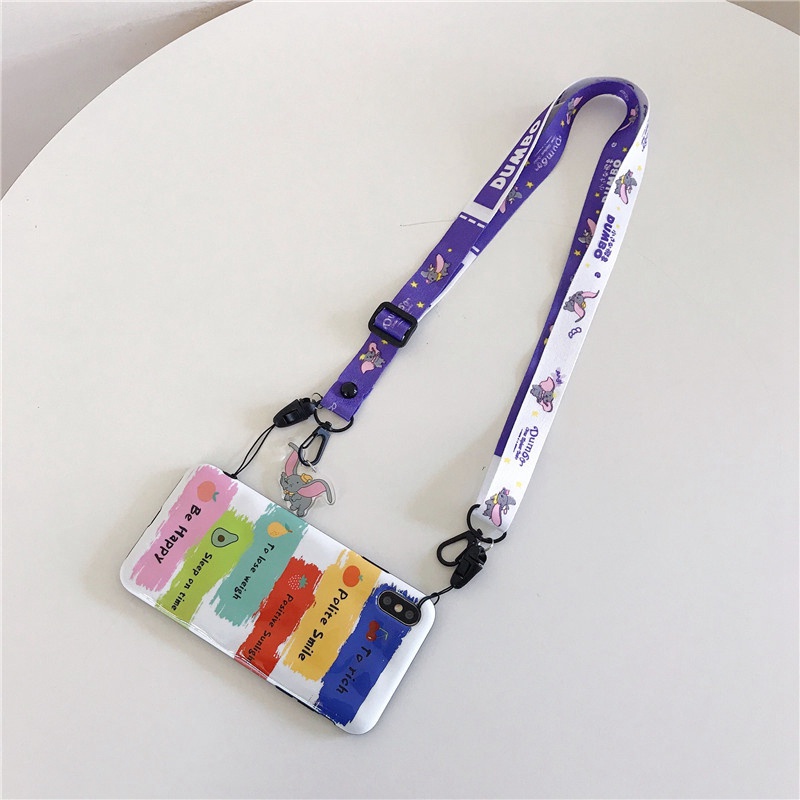 Dây đeo chéo họa tiết hoạt hình dễ thương gắn điện thoại
