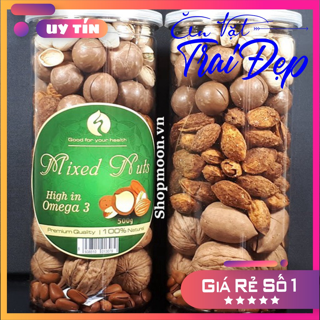 Hạt Dinh Dưỡng Mix 4 Loại ( Mixed Nuts): Hạt Dẻ - Hạnh Nhân - Macca - Hạt Điều Pet 500G - Trai Đẹp Snack