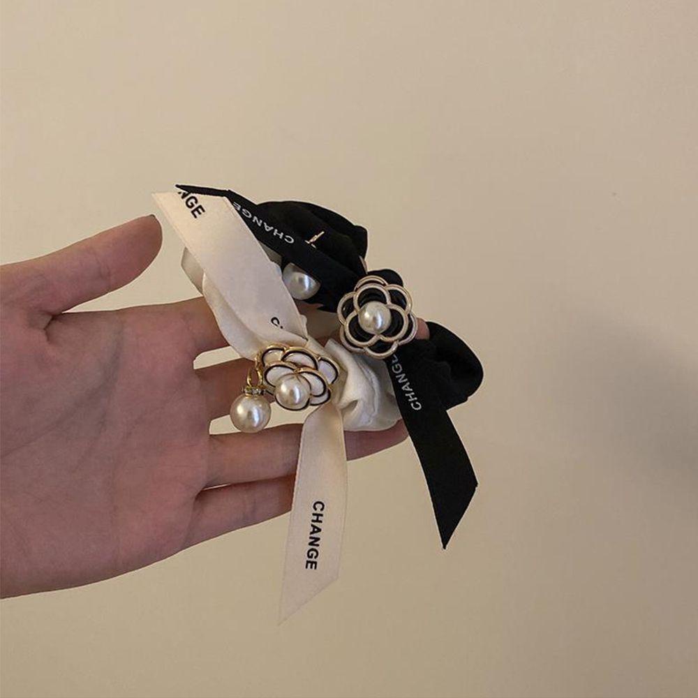 Dây Cột Tóc Đính Nơ Hoa Trà Phong Cách Hàn Quốc Đơn Giản VANES1