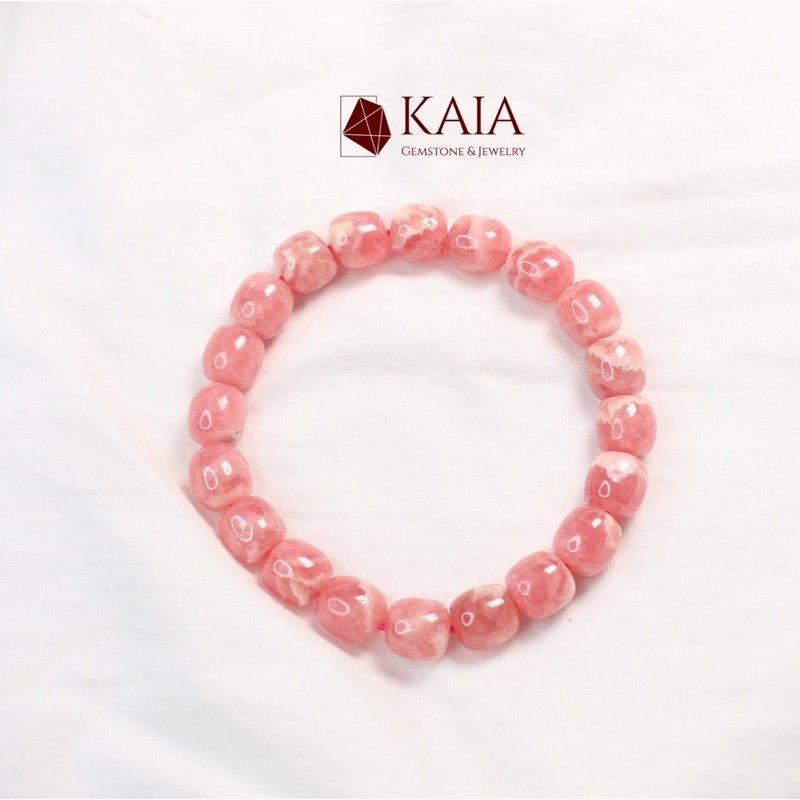 Vòng tay phong thủy lu thống Rhodochrosite hanh thông vạn sự may mắn bình an KAIA
