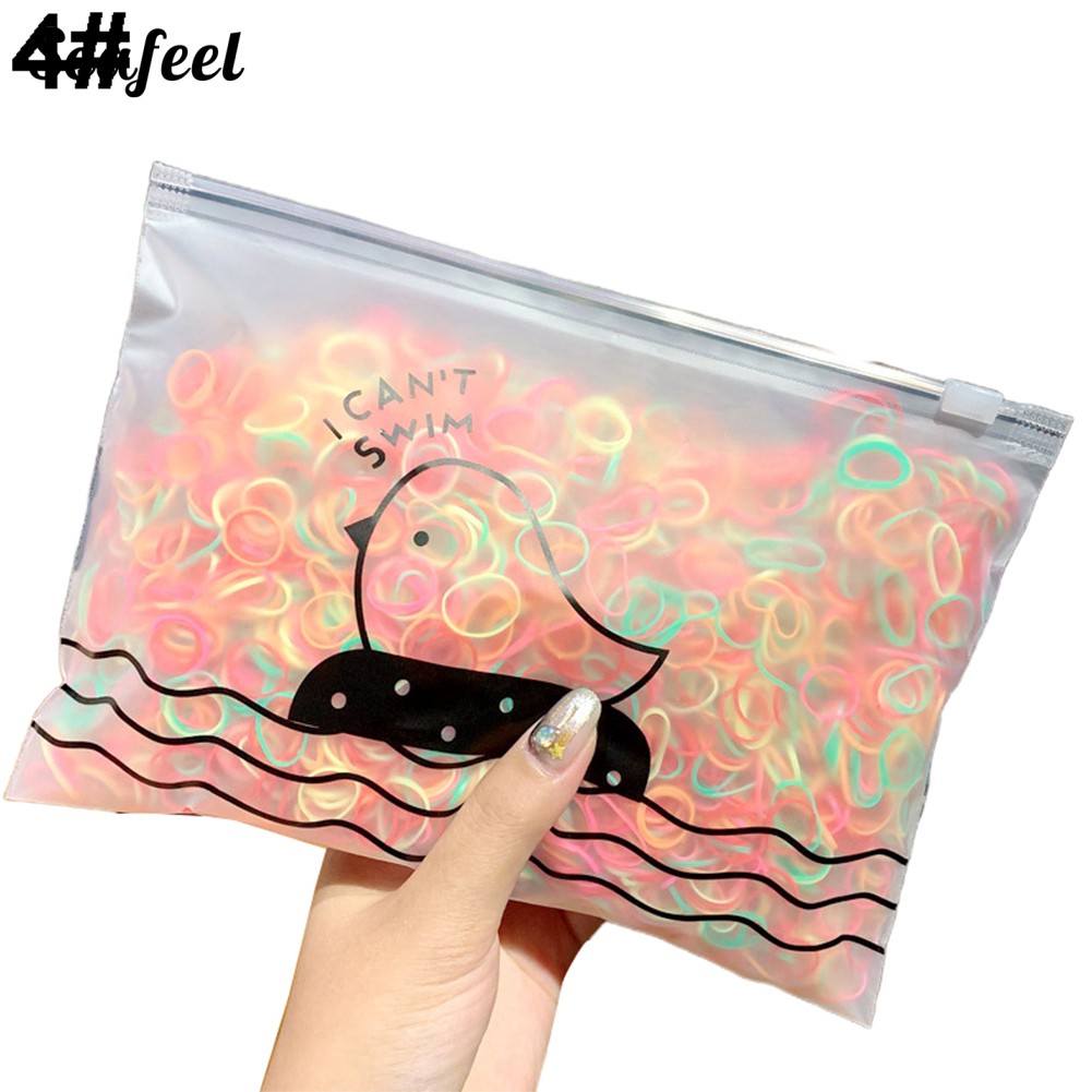 Set Túi 1000 Dây Buộc Tóc Co Giãn Nhiều Màu Đơn Giản Cho Nữ