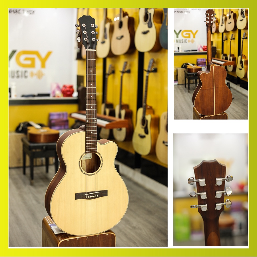 Đàn Guitar Acoustic LuthierV LV150 Full Solid - Tặng Kèm Bao Đàn,Capo,Pick Lục Chỉnh Cần Đàn Guitar