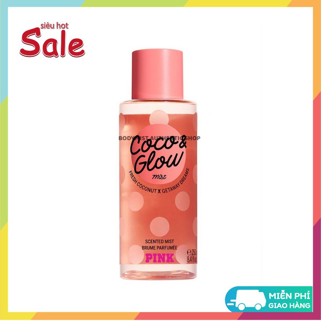 Xịt Thơm Toàn Thân Pink Victoria Secret Coco & Glow _ [𝑩𝒐𝒅𝒚𝒎𝒊𝒔𝒕 𝑨𝒖𝒕𝒉𝒆𝒏𝒕𝒊𝒄] | Thế Giới Skin Care