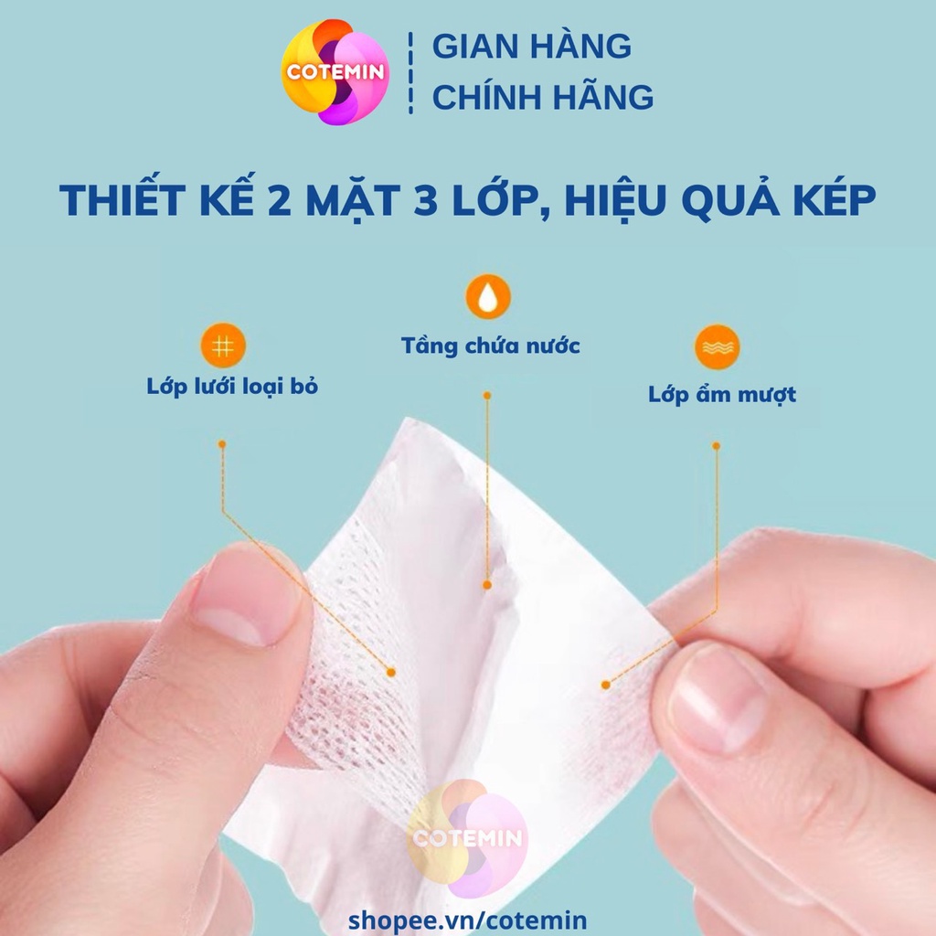 Bông tẩy trang 3 lớp cotton Pads 222 miếng, bông tẩy trang 3 lớp cotton COTEMIN