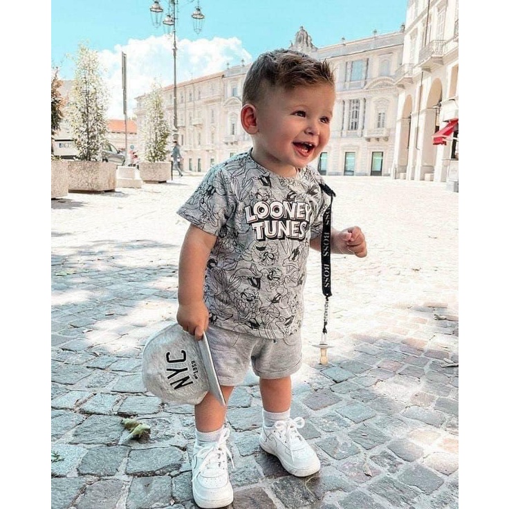 Đồ bộ bé trai Combo 2 bộ đồ chất cototn 4 chiều mềm mịn in hình chuột Mickey Mouse JIMADO E2.051.100