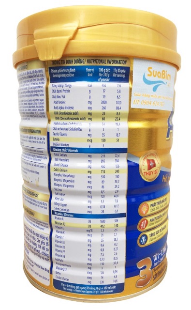 Sữa Bột Dielac Alpha Gold 3 lon 900gr