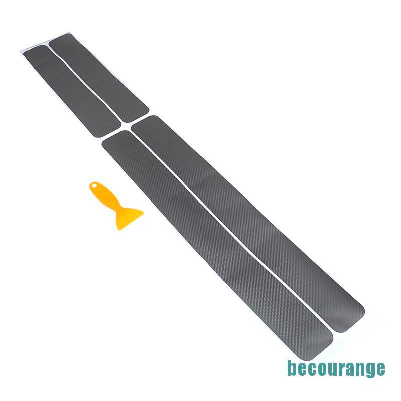 Set 4 miếng dán bảo vệ ngưỡng bước chân cửa xe hơi màu xám bằng sợi carbon