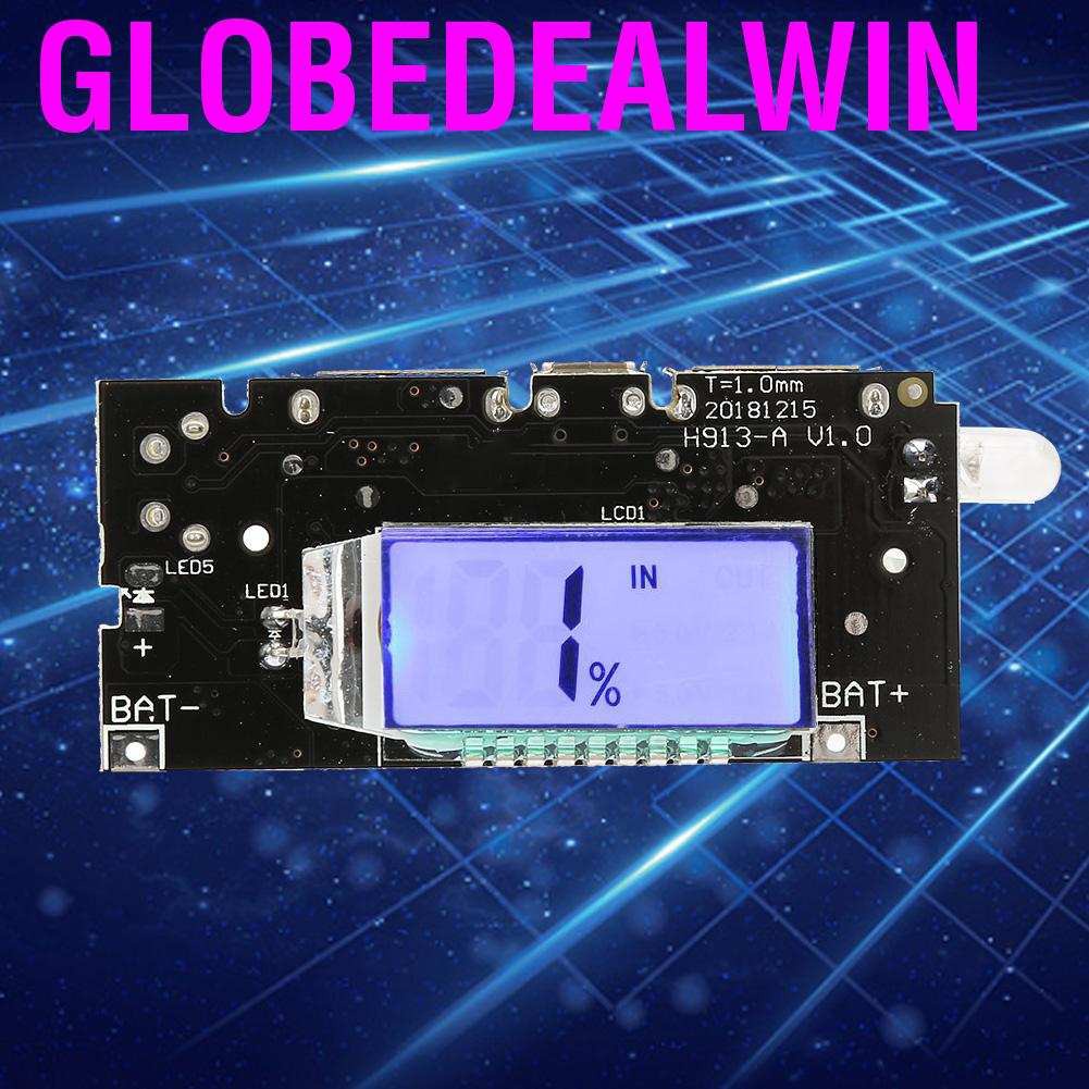 Globedealwin Dual USB 5V 1A/2.1A LCD Power Bank 18650 Lithium Battery Charger DIY Module