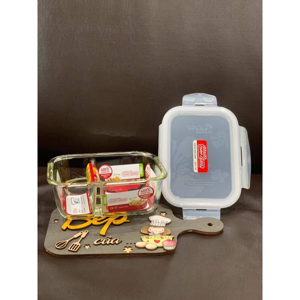 Hộp Lock & Lock thủy tinh chia ngăn hình chữ nhật 1000ml | BigBuy360 - bigbuy360.vn