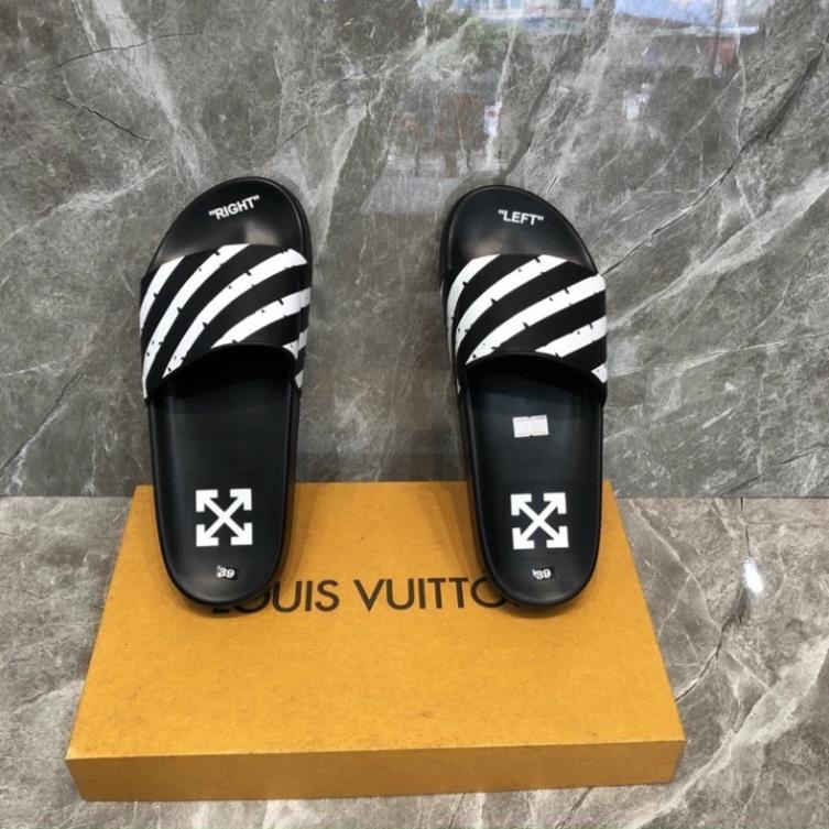 Dép nam nữ cao cấp off white quai da siêu nét, dép boy phố thời trang 2023