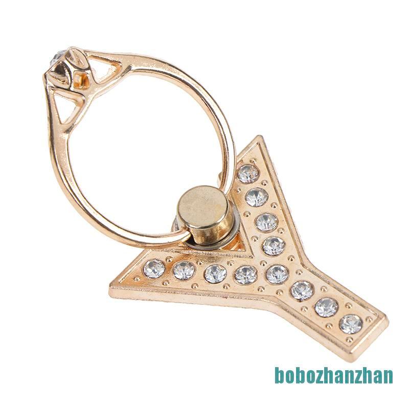 [bobozhanzhan]Diamond metal letter finger ring smartphone stand holder mobile phone holder