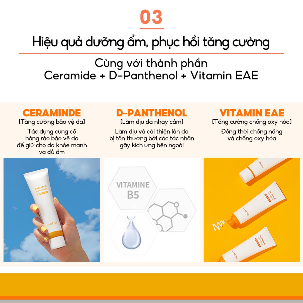 Kem chống nắng Laneige Radian-C Sun Cream SPF 50+ PA++++ 50ML